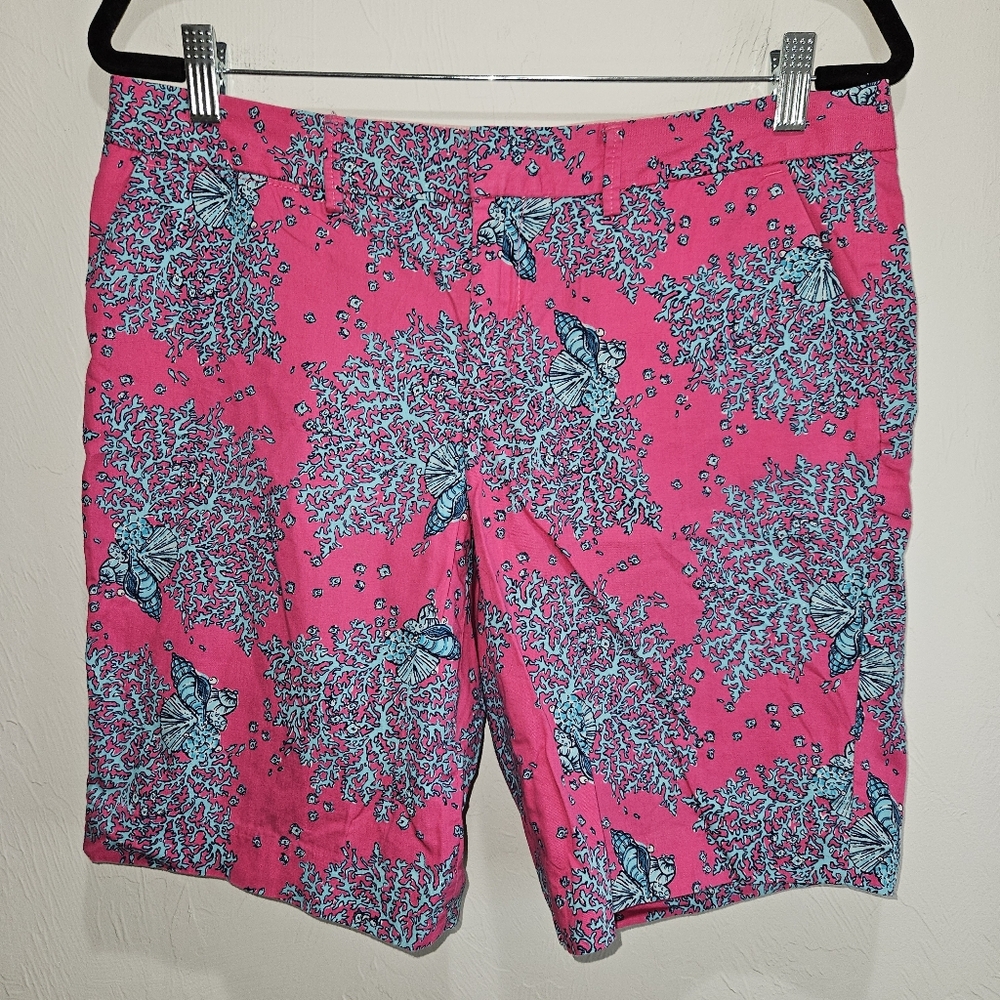 Lilly Pulitzer Bermuda Avenue Shorts Women's Size 8 Beachy Coral Reef Seashells - Picture 3 of 16